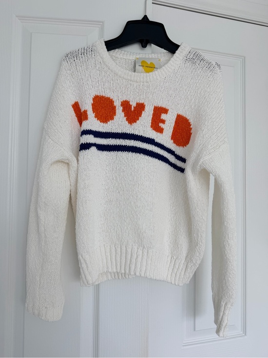 keri rosenthal | Sweaters | White Loved Crewneck Sweater With Orange ...